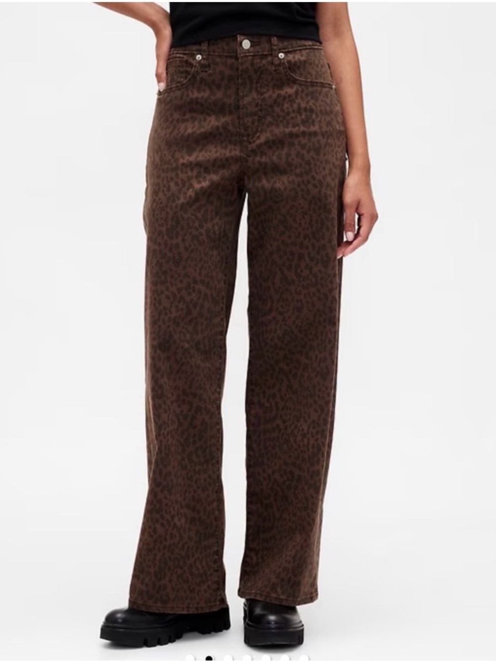 Gap High-Rise Brown Leopard Print Wide-Leg Pants